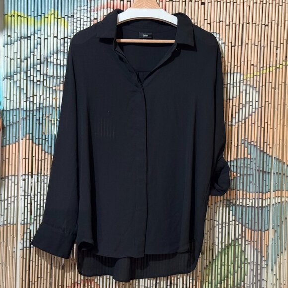 MOSSIMO, Collared Button-Down Roll-Tab Long Sleeve Shirt, Black, XXL - Picture 1 of 13